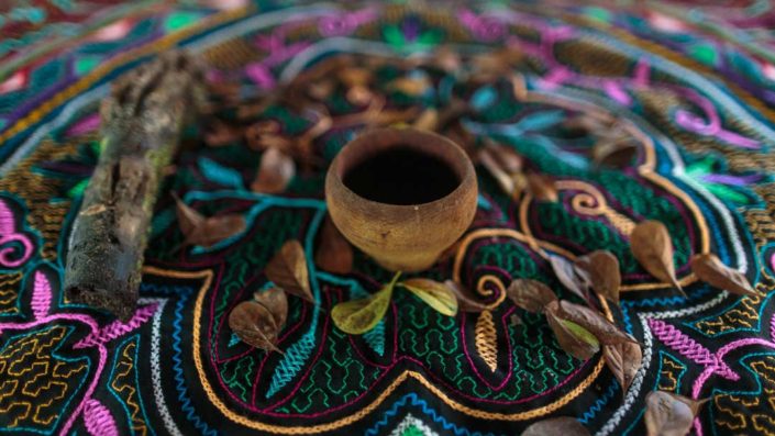 This image depicts traditional elements used in indigenous Amazonian shamanic ceremonies.